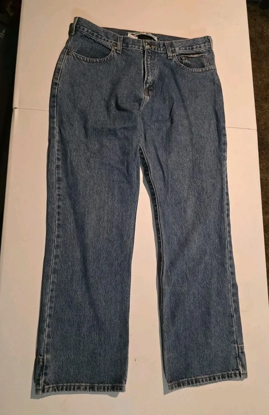 Harley Davidson Jeans Mens 34x30 Blue Denim Straight Leg Motorcycles Biker